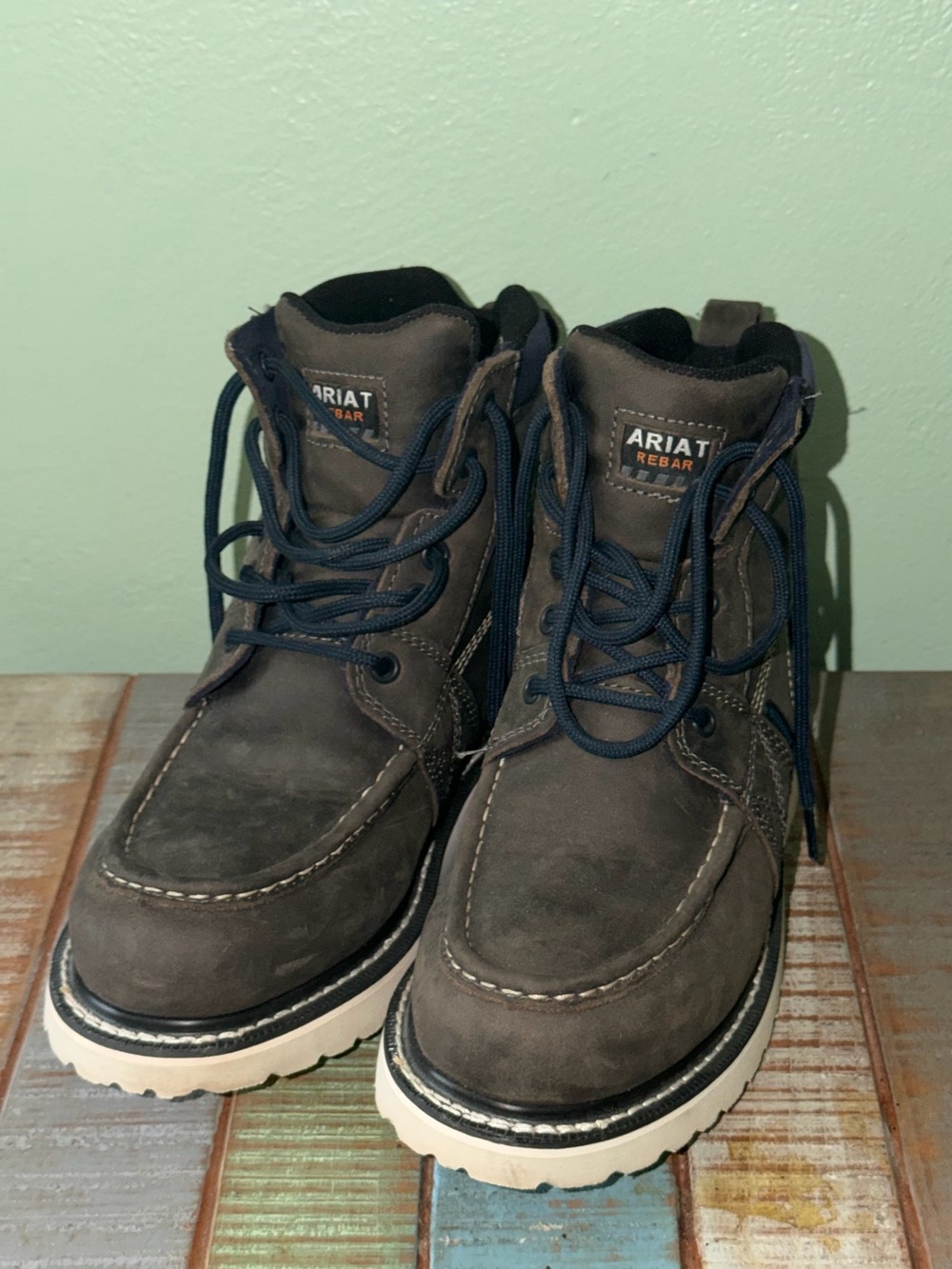Ariat Grey Work Boots with White Sole - Women’s Lace-Up